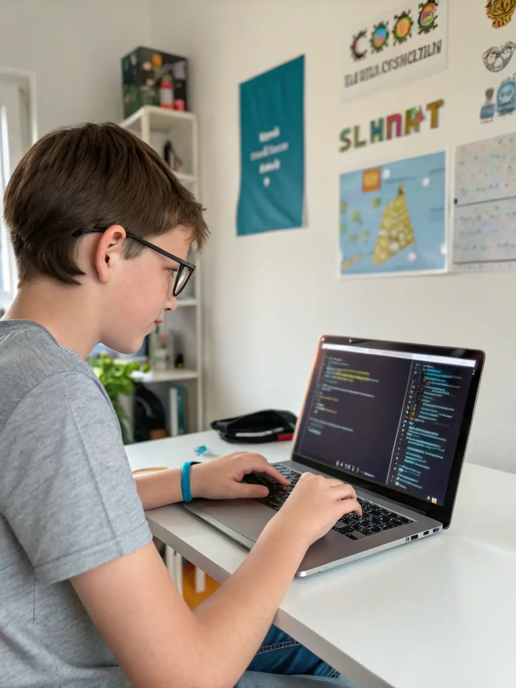A student using a coding interface on a laptop, representing the technology and computer science courses available at Infiniversia.